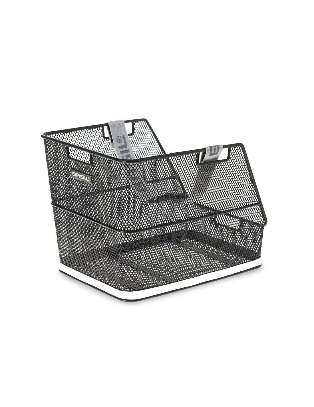 Cesto Trasero BASIL Class Malla Acero Con Correa Extraíble Negro Con Banda Reflectante 38x31x27 Cm 3 Cesto Trasero BASIL Class Malla Acero Con Correa Extraíble Negro Con Banda Reflectante 38x31x27 Cm